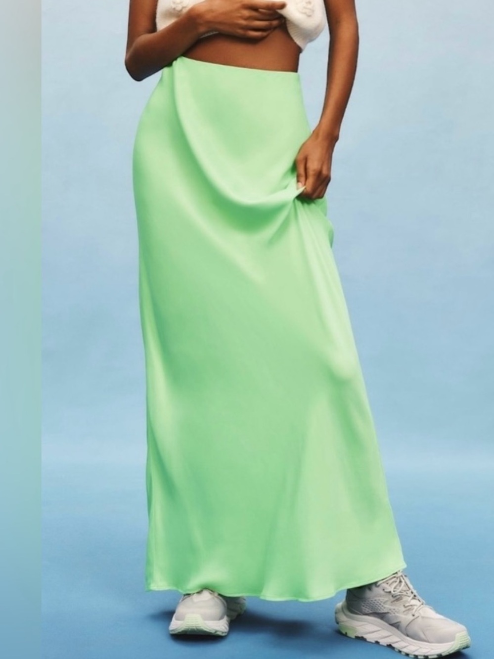 Anthropologie Tilda linen blend maxi skirt in Apple